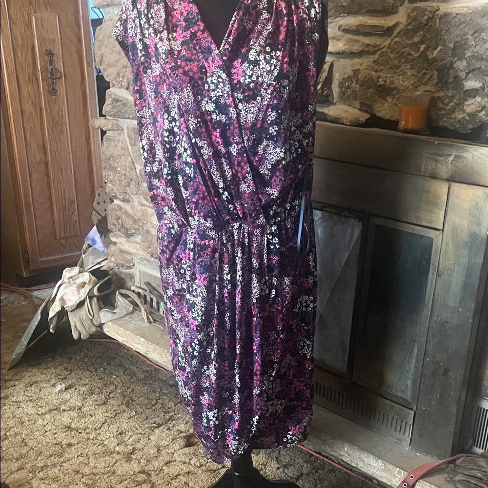 Ted Baker London Vibrant Floral Midi Dress in Purple and Pink
